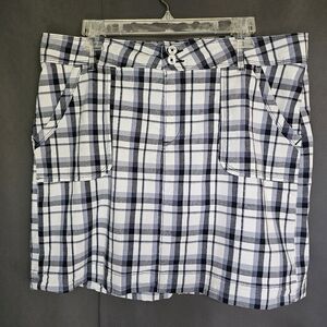Lee Natural Fit Plaid Skort – White & Blue Plaid Print, Lined Mesh Shorts